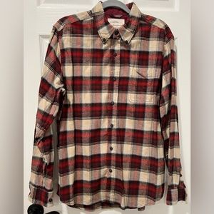 OriginalWeatherproof Men Large Vintage Button Down Shacket Flannel Red/TanPlaid